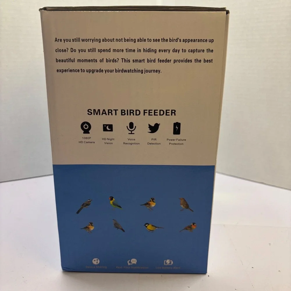New BEUTFQL Smart Bird Feeder Camera 1080P FHD WiFi Night Vision IP65 Blue White